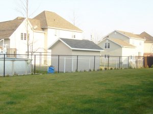 clôture, résidentiel, maille, chaîne, terrain, cour, arrière