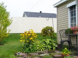 clôture, résidentiel, maille, chaîne, intime, terrain, cour, arrière