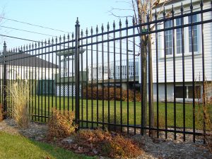 clôture, ornemental, résidentiel, cour, arrière, terrain